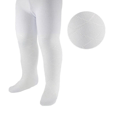 White Diamond Cotton Blend Tights - Chic Petit