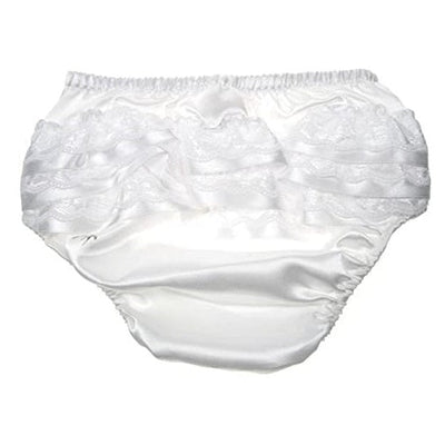 White Satin Frilly Knickers - Chic Petit